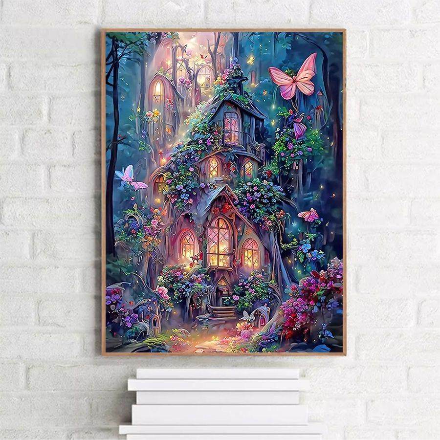 花园城堡客厅十字绣卡通钻石画