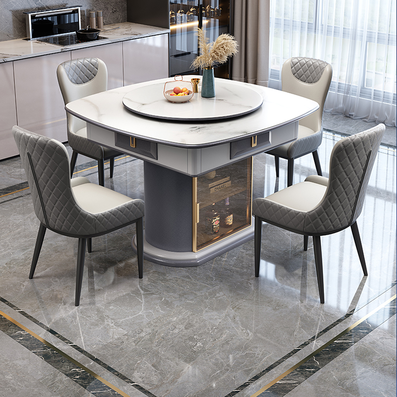 【带储物柜】实木椭圆餐桌麻将桌