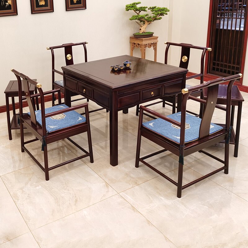 高档酸枝木静音餐桌麻将桌两用