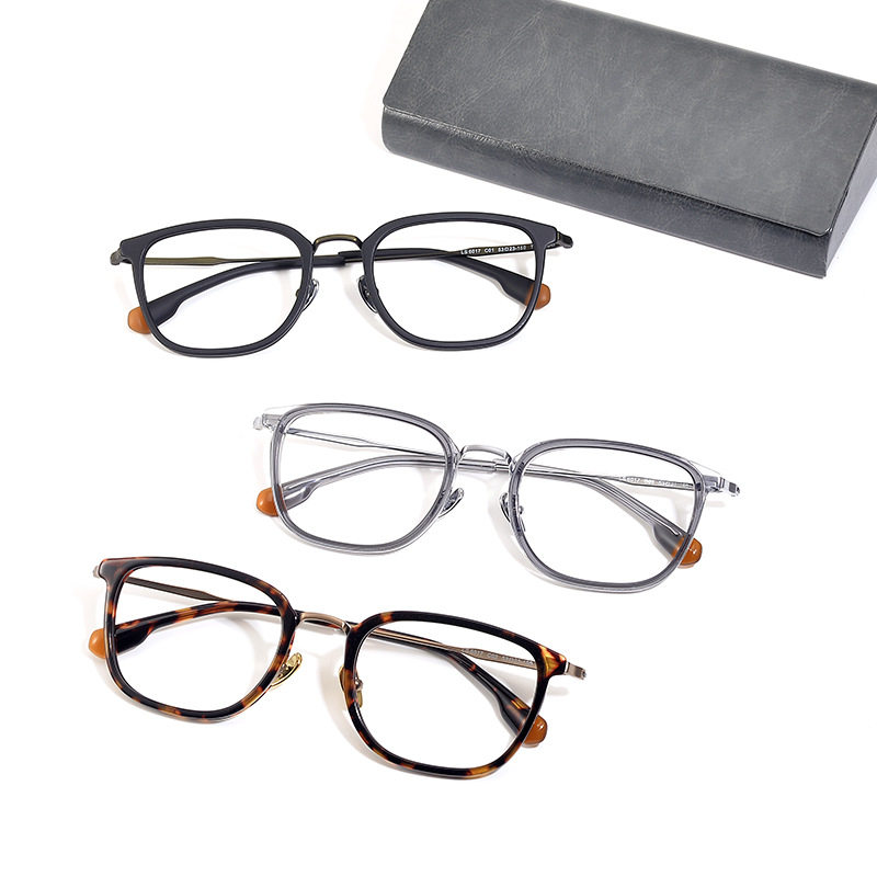 新款日系板材眼镜框素颜男女高级感方形时尚复古眼镜钛合金配镜