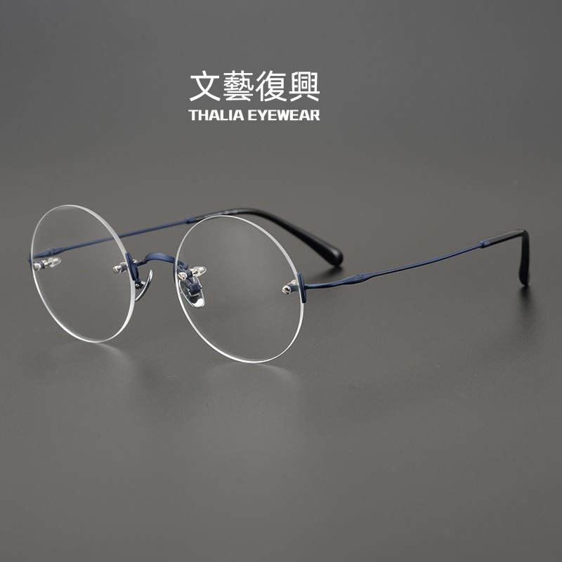 乔布斯同款复古纯钛圆框眼镜架男