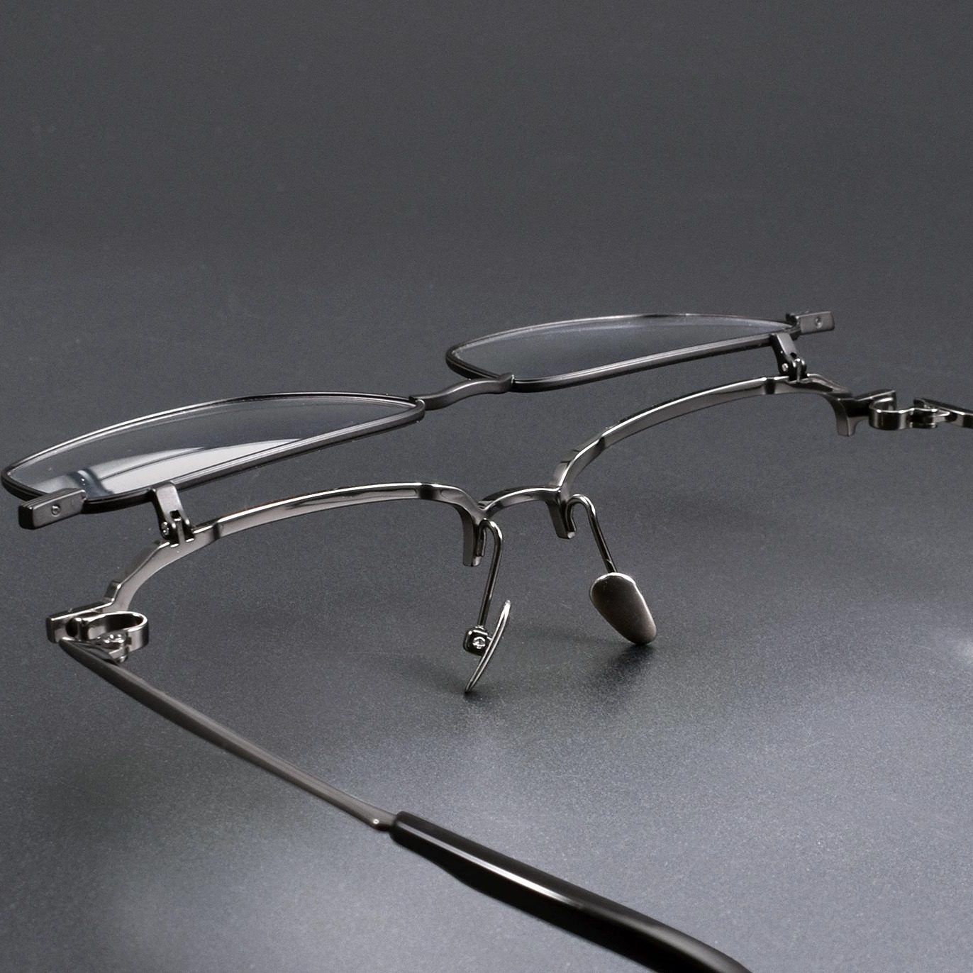 9999新款S-401T方形纯钛上翻盖眼镜框钛架一镜两用超轻眼镜架配镜