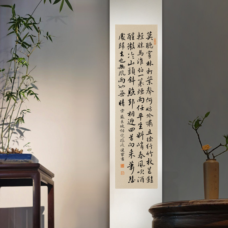 纯手写苏轼定风波书法挂画字画真迹曾国藩六戒办公室客厅挂字卷轴