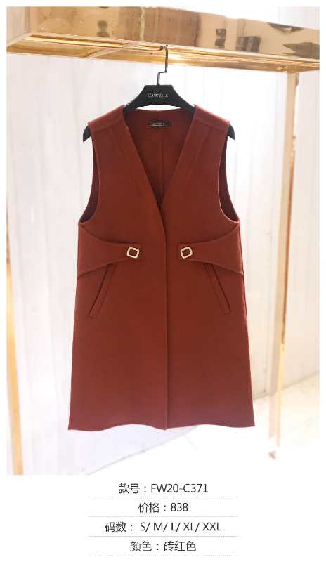 晴迷桂莉Cannelle时尚羊毛马甲背心裙双面呢