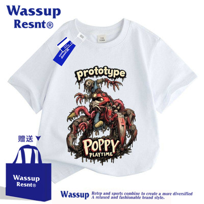 WASSUP波比的游戏时间衣服poppypl夏季T恤男女中小童夏装新款上衣