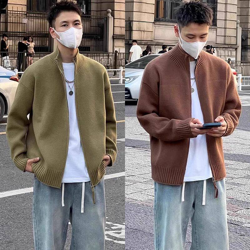 毛衣开衫外套新款立领男士针织