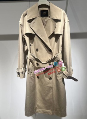 A1BEF1148 2025春装专柜正品双排扣收腰长款风衣A1BEF1148G1-1399