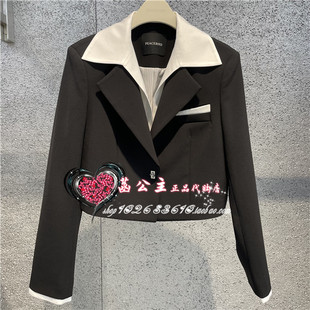 A1BAE1340太平鸟女装2024春专柜正品假两件套西装A1BAE134089