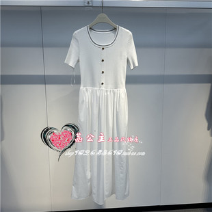 A1FAE2237太平鸟女装 优雅拼接连衣裙A1FAE223781 2024夏专柜正品