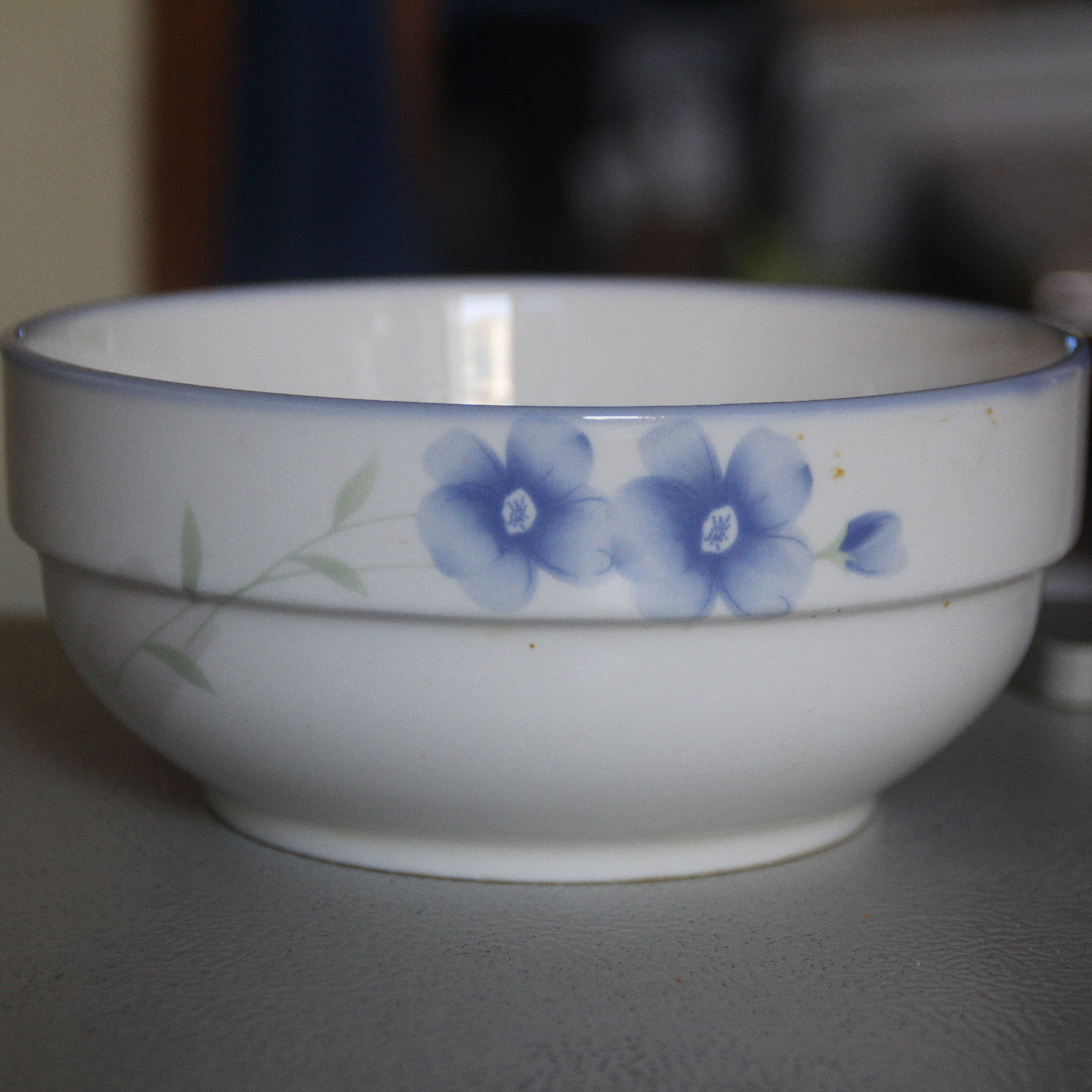 清仓瑕疵品 蓝花汤碗面碗釉色碗底现黑条 不影响使用 适用微波炉