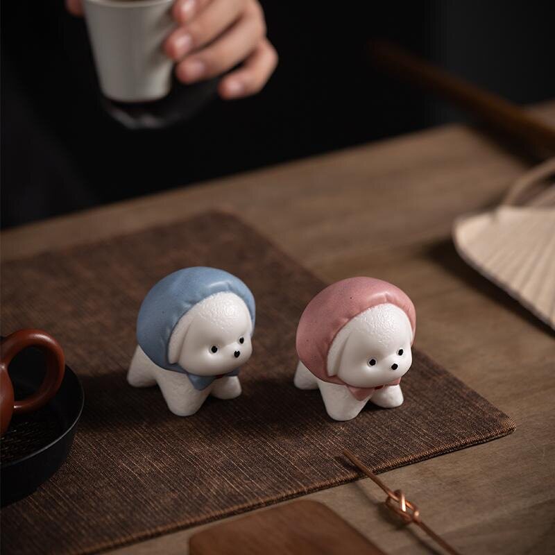 可爱陶瓷小萌狗茶宠摆件精品可养