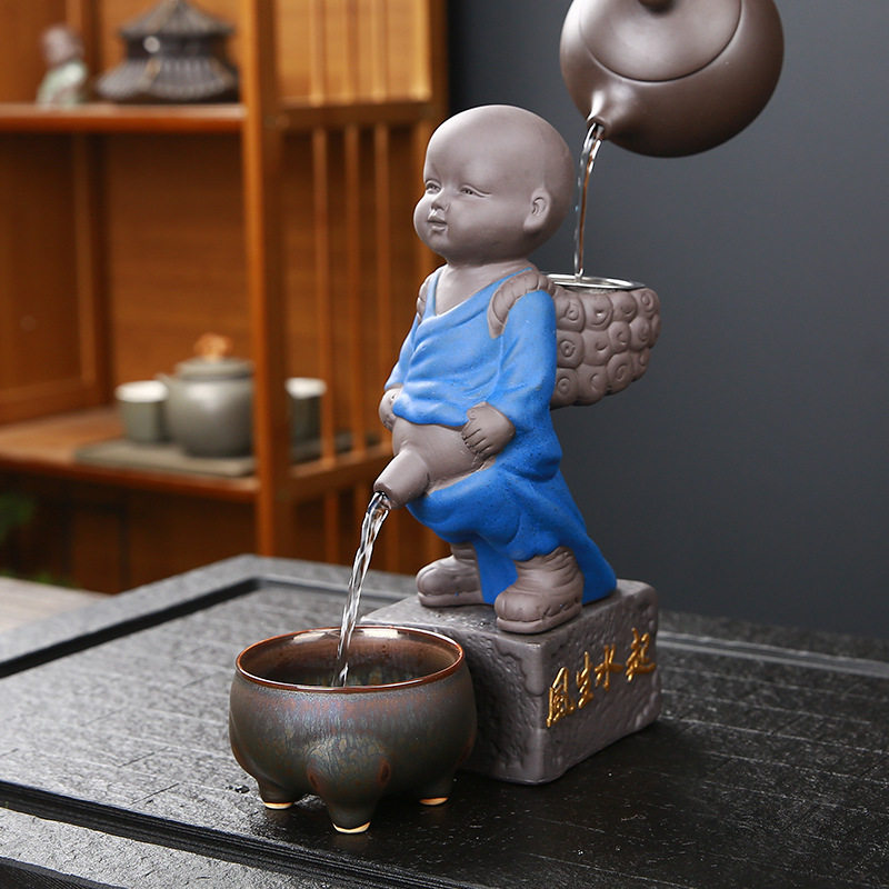 喷水尿童紫砂茶宠摆件精品可养创