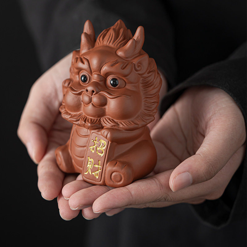 招财福气紫砂龙年茶宠摆件精品可