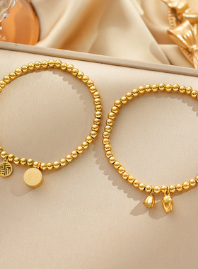 钛钢不掉色民族风莲蓬手串跨境摆地摊首饰品国潮珠子手链福喜配饰