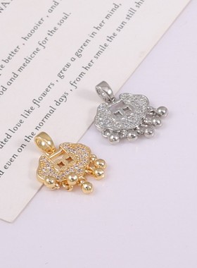 新中式国平安锁吊坠风沙金项链百搭轻奢如意高级感服装挂件保色