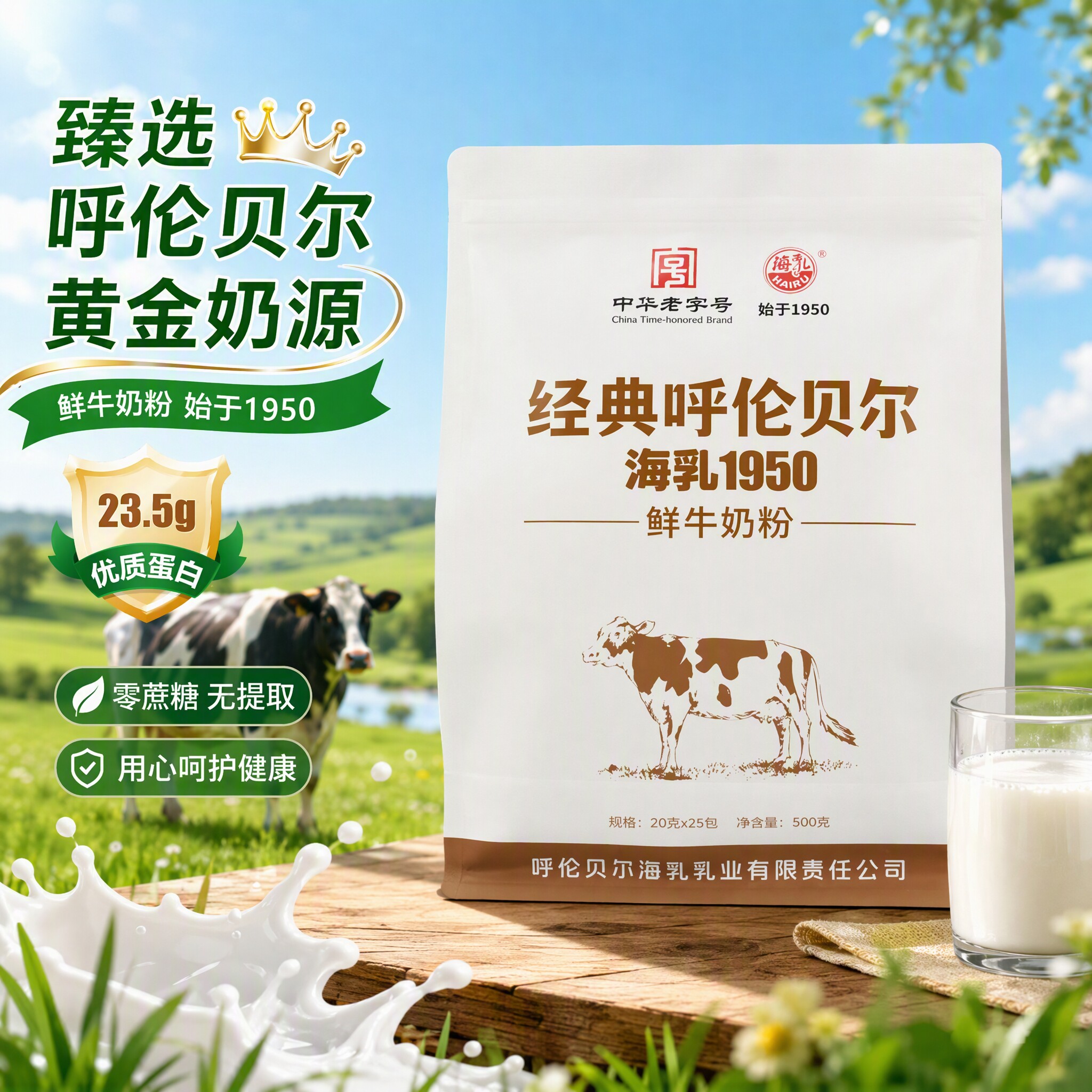 呼伦贝尔海乳鲜牛奶粉成人学生青少年成长奶粉呼伦贝尔牛奶粉500g