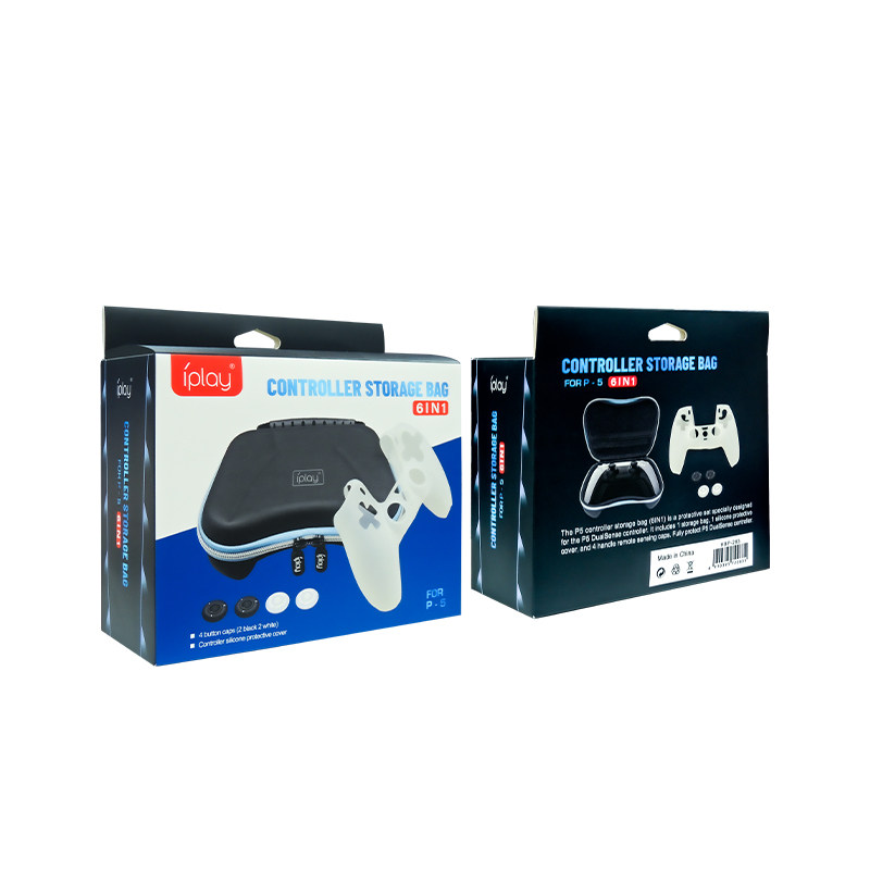 PS5 컨트롤러 보관 가방 방수 하드 가방 보호 가방 투명 쉘 크리스탈 쉘 실리콘 커버 로커 캡 6-IN-1 세트