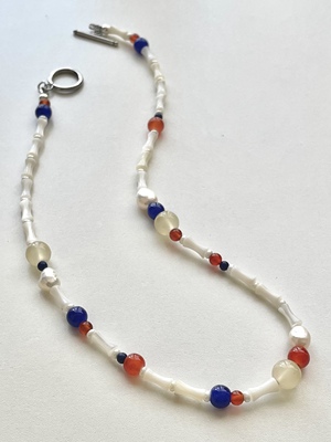 2021独立设计红与蓝竹子元素项链