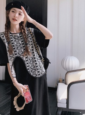 黑色显瘦连衣裙两件套2363p125k178