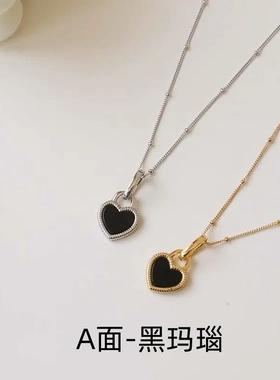 s925纯银黑玛瑙白贝母双色项链