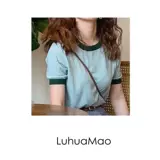 Трикотажный дышащий свитер, короткий рукав, оверсайз