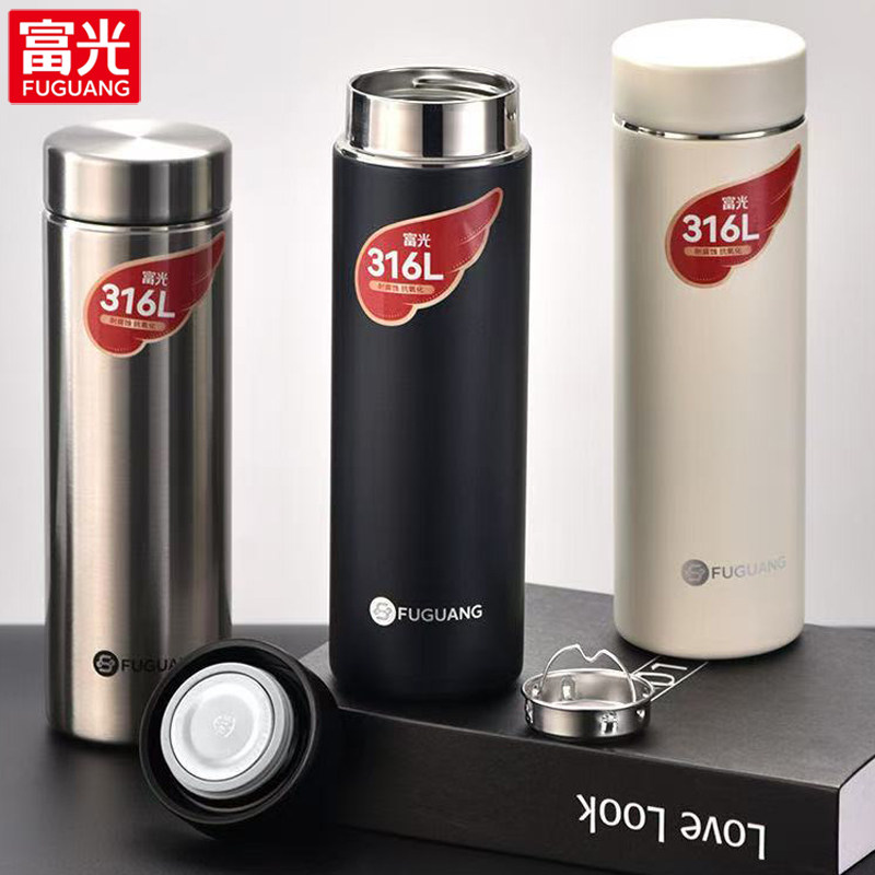 富光保温杯316L不锈钢真空杯办公泡茶杯子便携旅行滤网车载茶水杯