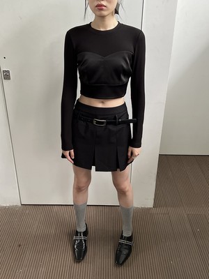 黑色工字褶高腰百搭半身裙