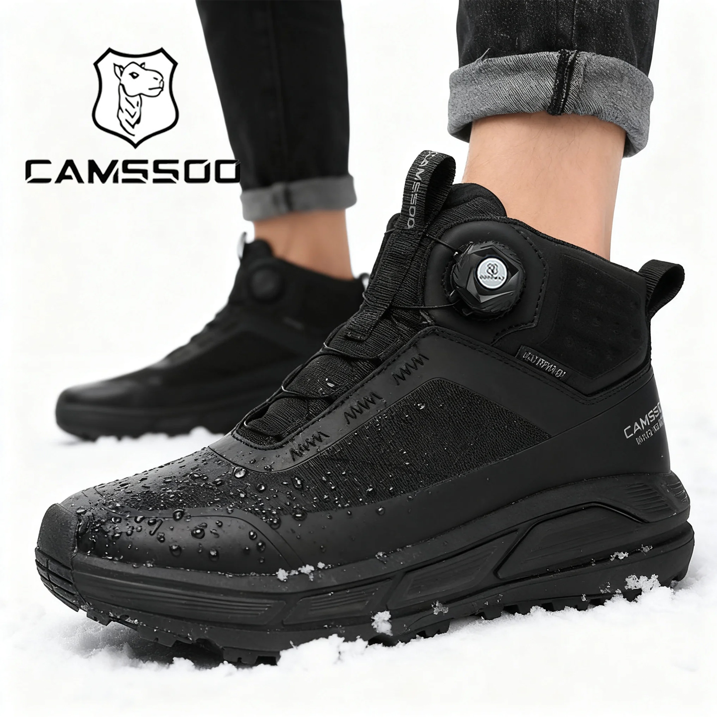 美骆世家雪地靴男冬季加绒加厚户外防水高帮棉靴东北登山防滑雪鞋