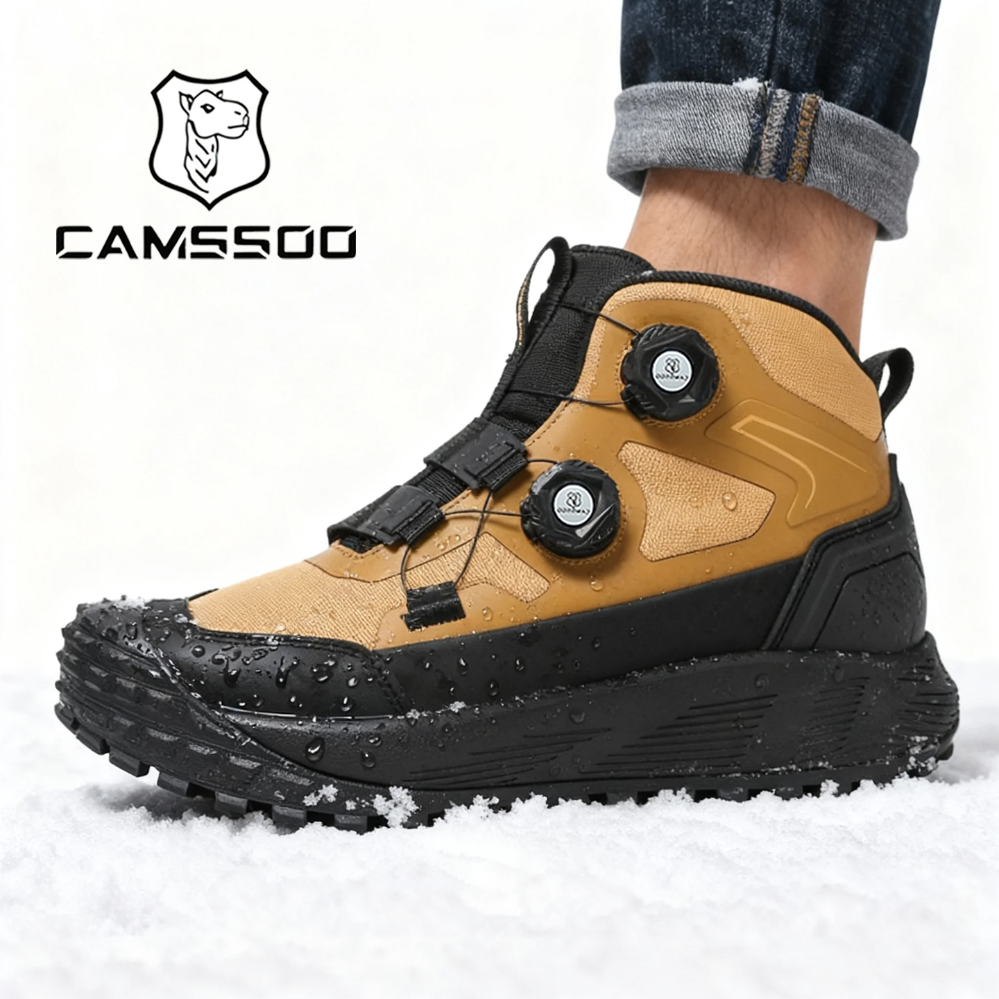 美骆世家户外登山鞋男鞋高帮防水防滑加绒保暖雪地靴徒步鞋子冬季