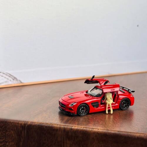 Fine Works64 1/64 奔驰SLS AMG BS合金汽车模型摆件 鸥翼门 铁底