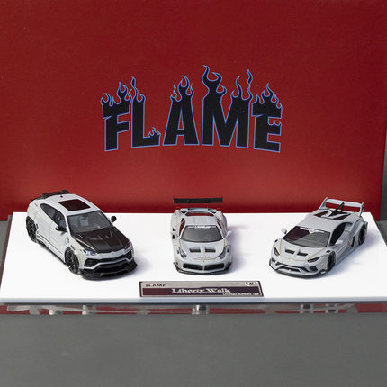 Flame 1:64 兰博基尼LP610 飓风 URUS 458GT LBWK战斗灰 三车套装