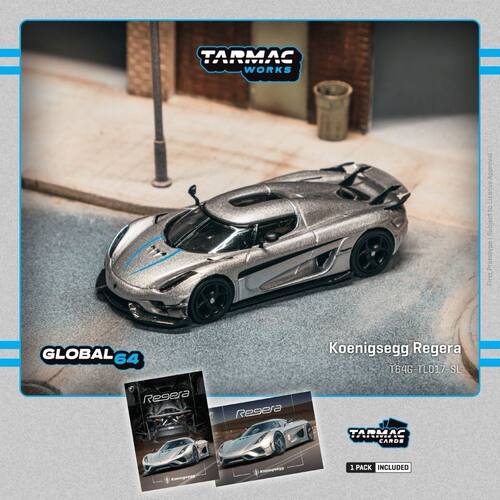 现货TW 1:64 柯尼塞格 Koenigsegg Regera 银色蓝条 合金汽车模型