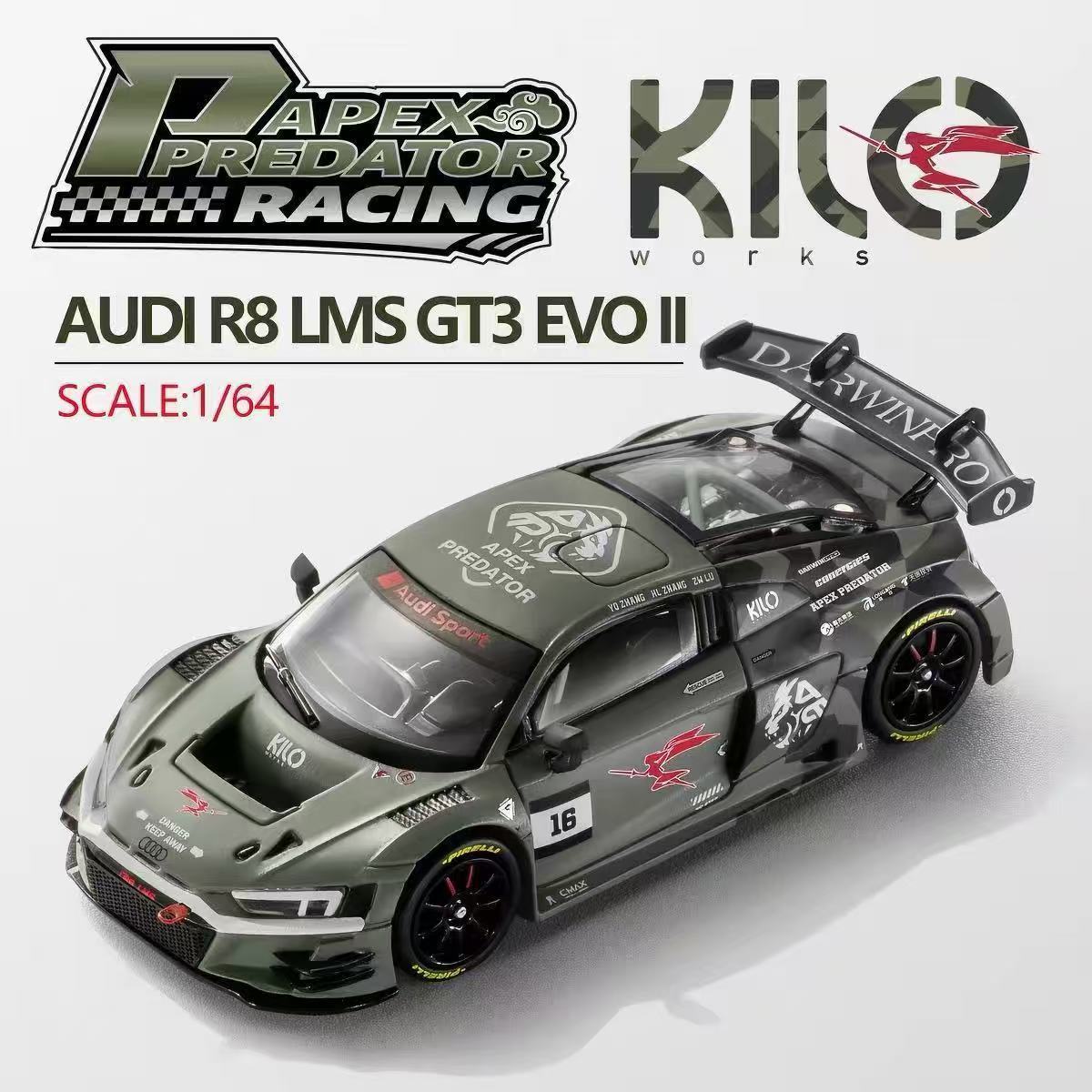 现货KILO Works 1:64合金车模 奥迪R8 LMS GT3 EVO2 达尔文女武神图片
