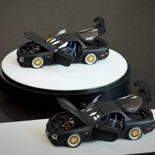 PGM 1:64 马自达Mazda RX7 哑光黑合金全开 汽车模型收藏摆件