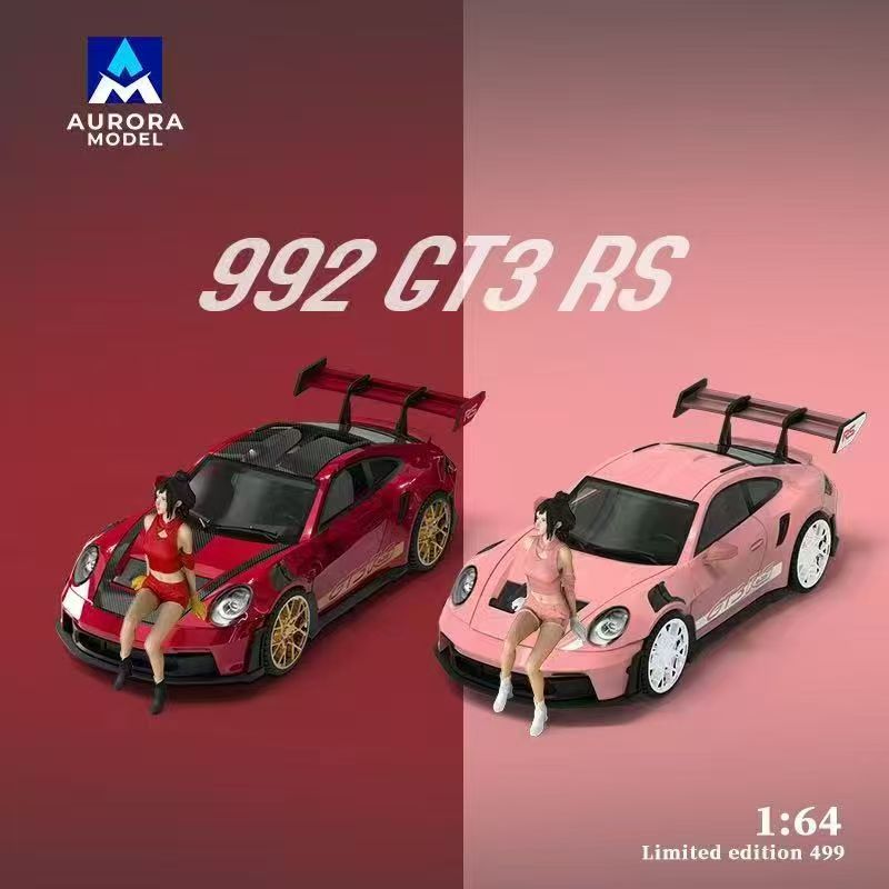 现货 AM 1:64 保时捷911 992 GT3 RS 合金汽车模型Aurora Mode