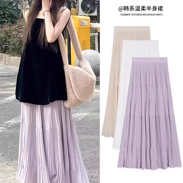 孕妇半身裙春夏薄款无托腹a字裙女夏季2026新款中长款紫色蛋糕裙