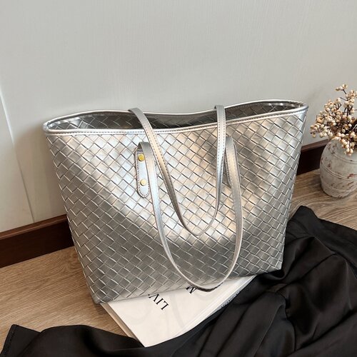 托特包女2025新款大容量通勤包包上班编织单肩包时尚大学生上课包