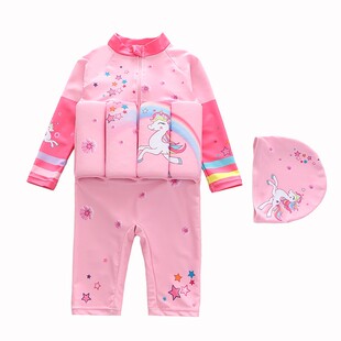 新儿童浮力泳衣女童连体宝宝学游泳辅助泳装 冲浪服潮女童浮力泳衣