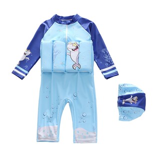 儿童浮力泳衣男童游泳衣连体男宝宝鲨鱼恐龙泳装 冲浪服潮浮力泳衣