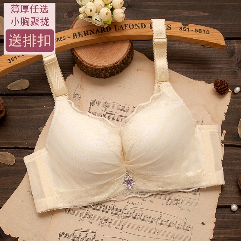 夏季不空杯有钢圈小胸聚拢加厚文胸都市时尚少女蕾丝内衣深V胸罩