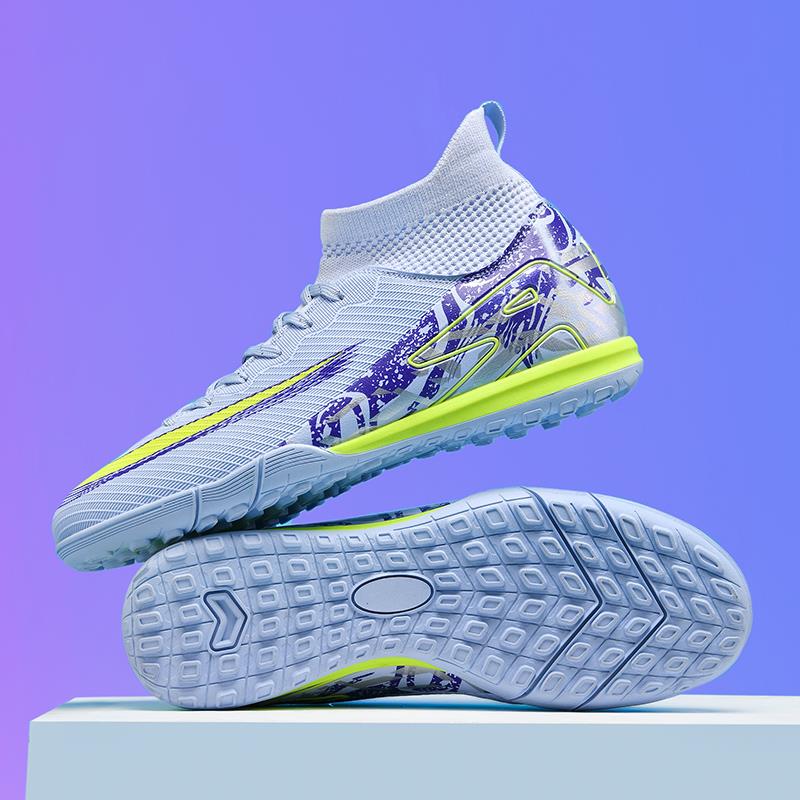 2025新款夏季透气儿童高帮足球鞋碎钉男女学生成人训练鞋专业比赛