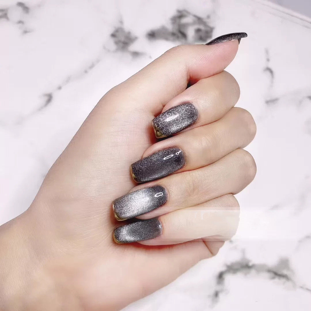 黑色晶石猫眼孕妇可穿戴假指甲