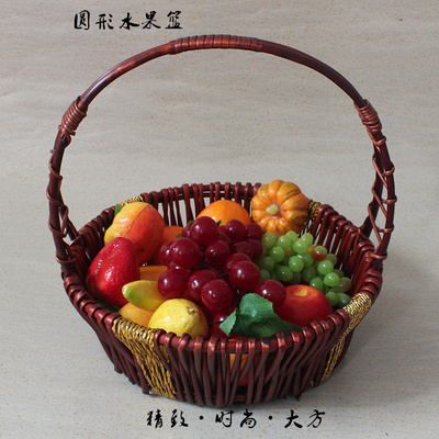 柳编水果篮手提花篮藤编蔬菜蓝礼品包装篮野餐篮子收纳篮采摘篮子