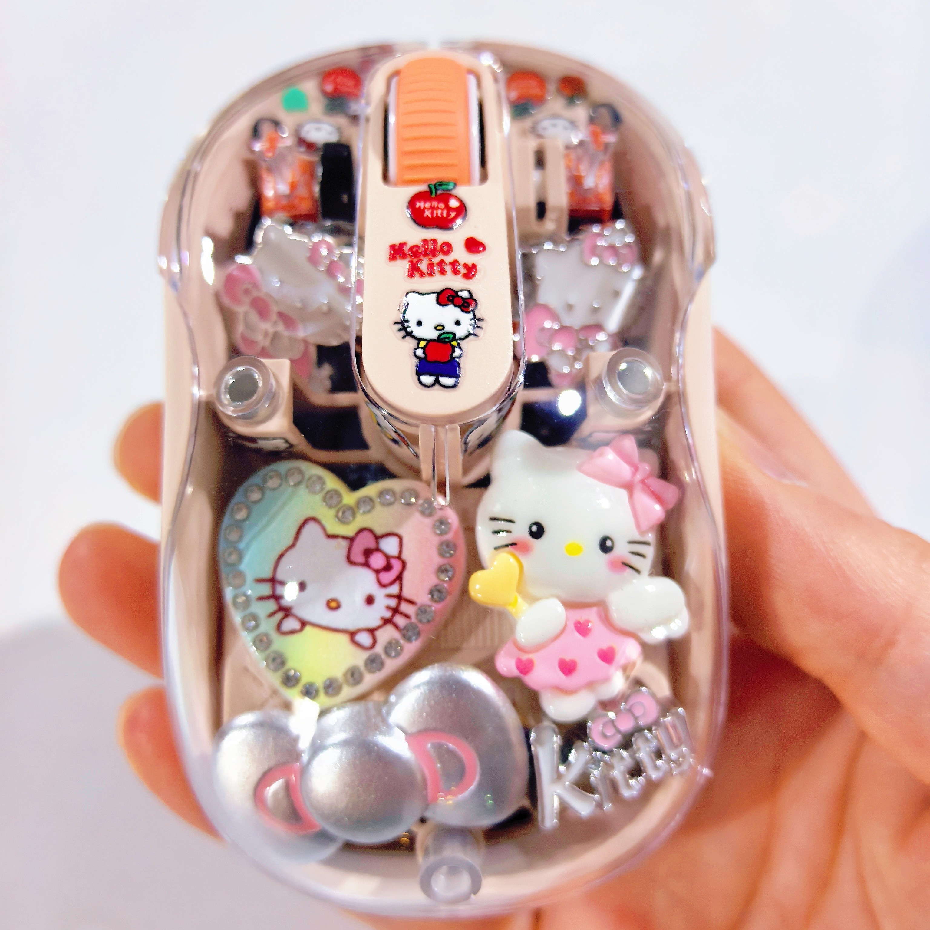 手工HelloKitty鼠标透明无线蓝牙办公静音卡通可爱礼物KT猫发光