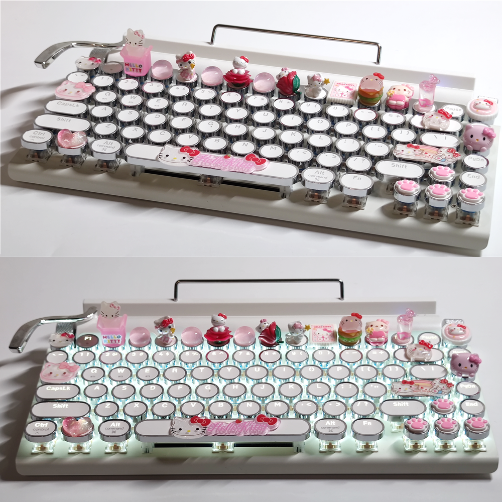 手工打字机机械键盘hellokitty凯蒂猫KT可爱蓝牙无线双模ipad手机