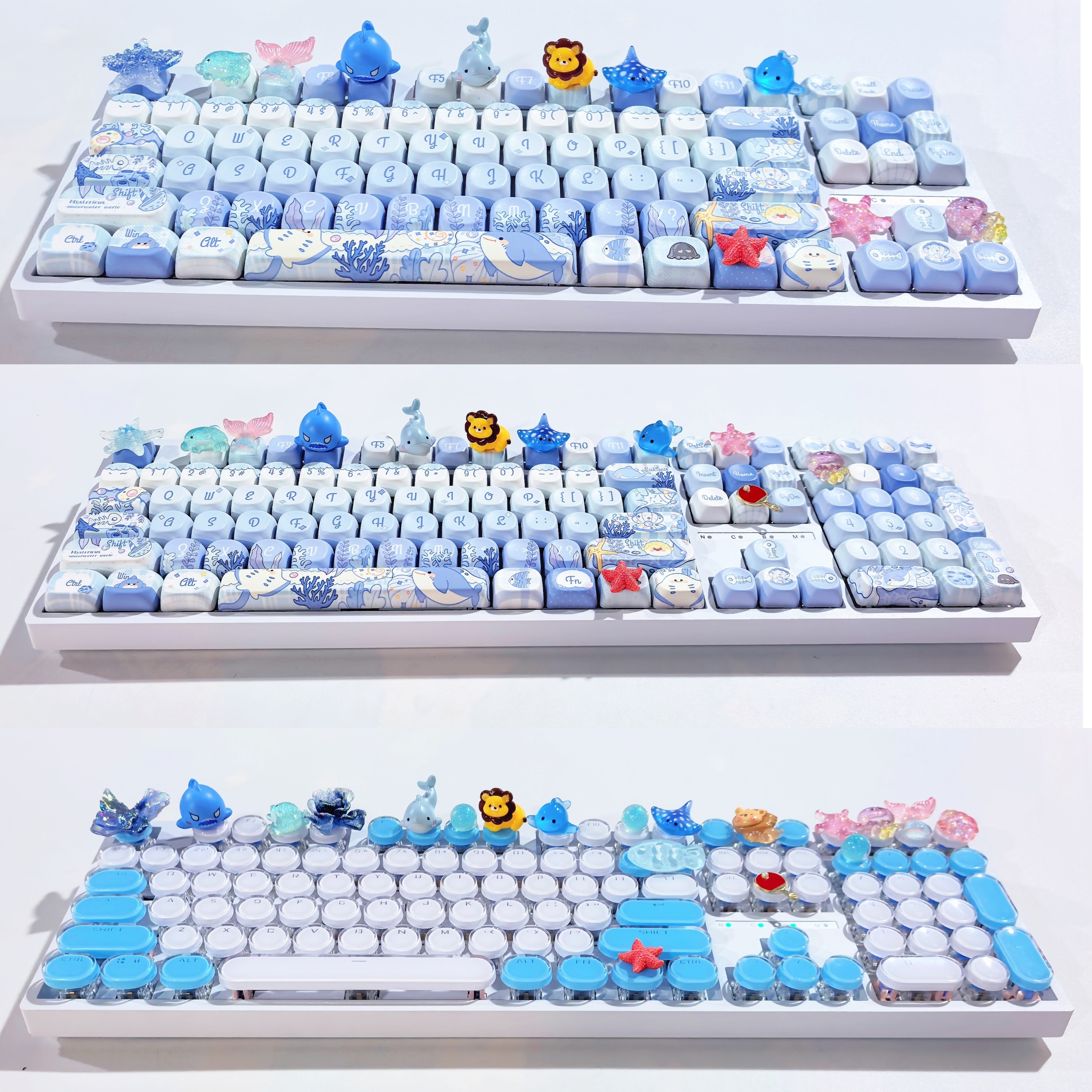手工莎头机械键盘海洋风108三模无线卡通玩偶蓝牙办公游高颜值