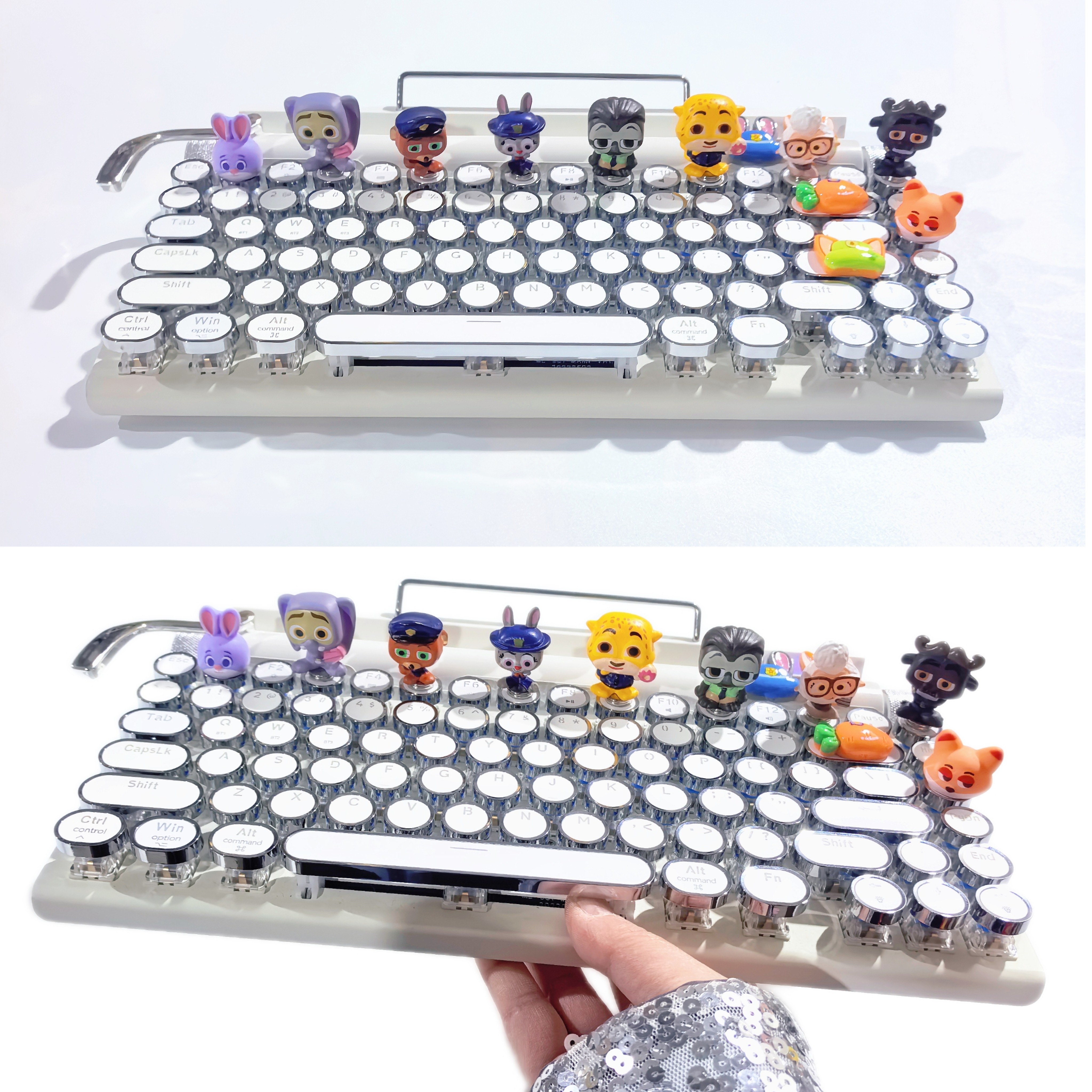 新款疯狂动物城键盘打字机机械键盘青轴蓝牙无线双模可爱iPad电脑