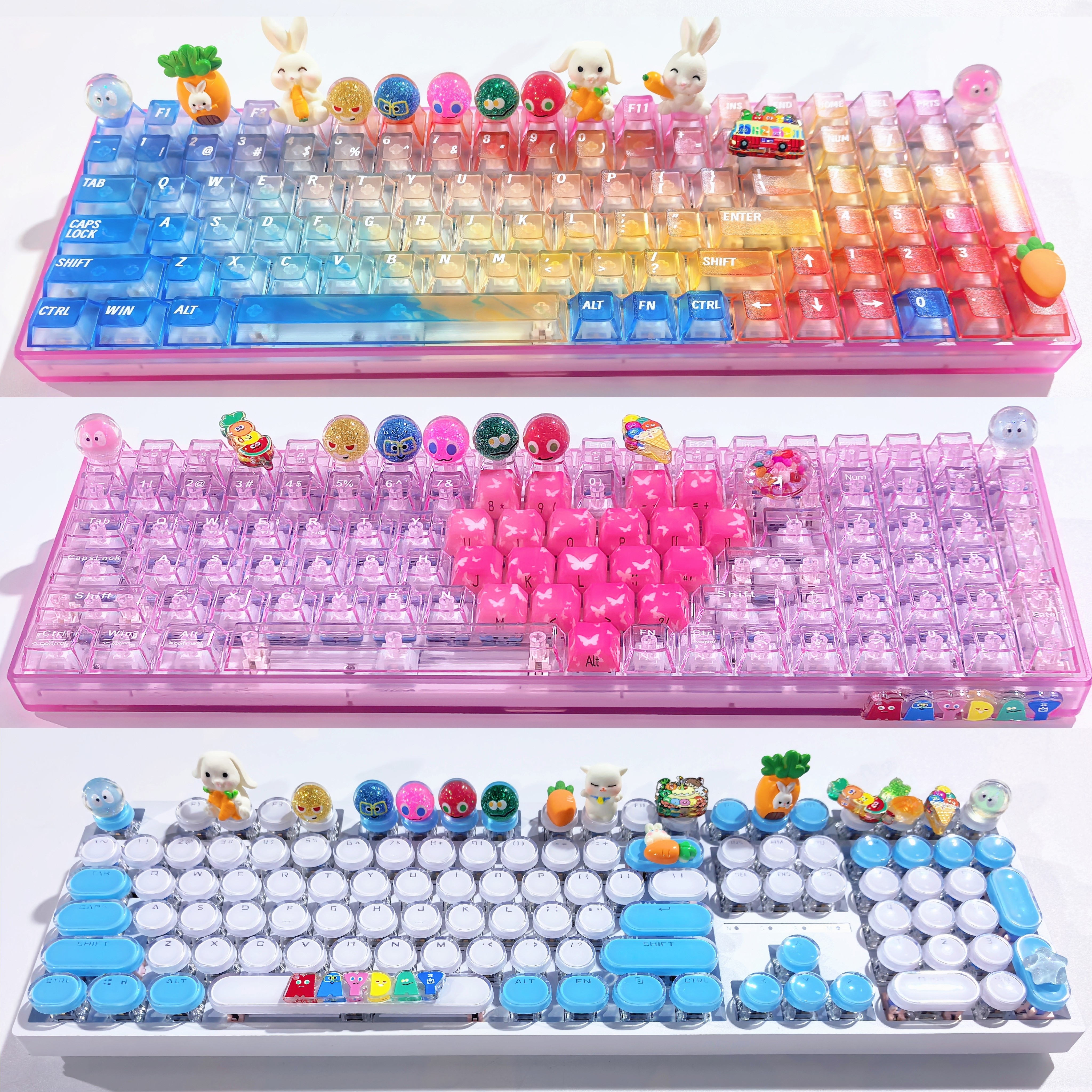 手工五月天机械键盘透明三模蓝牙无线有线创意卡通可爱办公高颜值