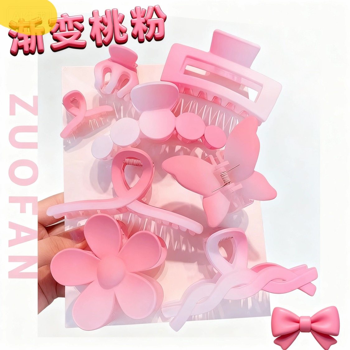 渐变桃粉buff叠满 软萌发饰大合集 抓夹/发圈/边夹 甜到心巴上&rdquo;