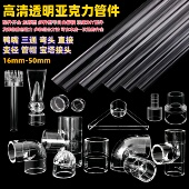 鱼缸透明水管亚克力管件弯头管堵PVC管正三通直接透气帽除油膜器